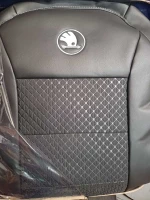 Авточехлы на Skoda Octavia A5 из экокожи и гобелена тиснение