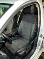 Чехлы на Volkswagen Passat B8 (Фольксваген Пассат Б8) из экокожи и алькантары Sport 3 изогнутой прострочкой