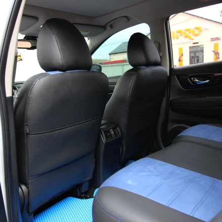 Чехлы на Nissan X-Trail T32 (Ниссан Х-Треил Т32) из экокожи и антары ELA2020 (P)