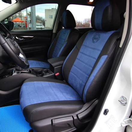 Чехлы на Nissan X-Trail T32 (Ниссан Х-Треил Т32) из экокожи и антары ELA2020 (P)