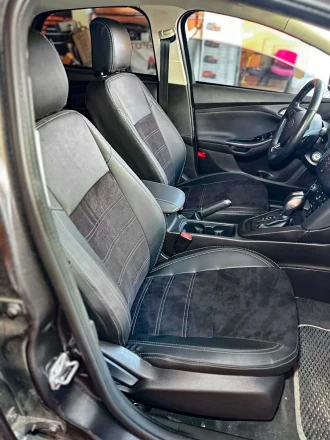 Чехлы на Ford Focus III (Форд Фокус 3) из экокожи и антары Comfort Plus 3