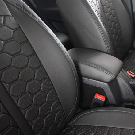 Чехлы на Skoda Octavia A5 (Шкода Октавия А5) из экокожи ES черные