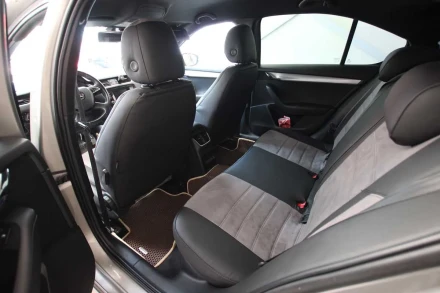 Чехлы на Skoda Octavia A7 из экокожи и антары Eco Lazer+Antara 2020 (P) темно-серые