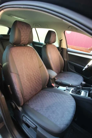 Чехлы на Skoda Octavia A7 из экокожи и антары Eco Lazer+Antara 2020 (R)