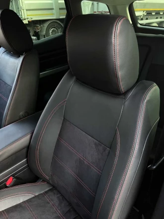 Чехлы на Mazda CX-7 (Мазда СХ-7) из экокожи и польской алькантары Comfort 3