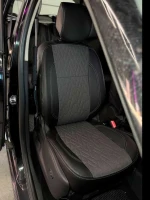 Чехлы на Renault Scenic III (Рено Сценик 3) из экокожи и ткани с тиснением Sport 3