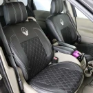 Чехлы на Renault Scenic II из экокожи и антары VE черные