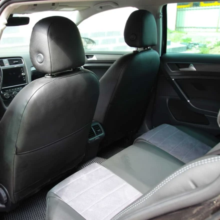 Чехлы на Volkswagen Golf VII и E-Golf (Фольксваген Гольф 7) из экокожи и антары ELA черно-графитовые