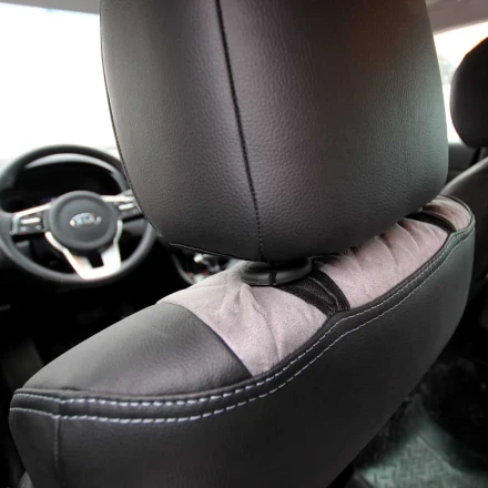 Чехлы на KIA Sportage IV QL (Киа Спортейдж 4) из экокожи и антары ELA2020R