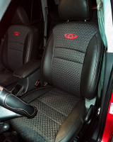 Чехлы на Cherry Tiggo 3 (Чери Тигго 3) из экокожи и гобелена черные