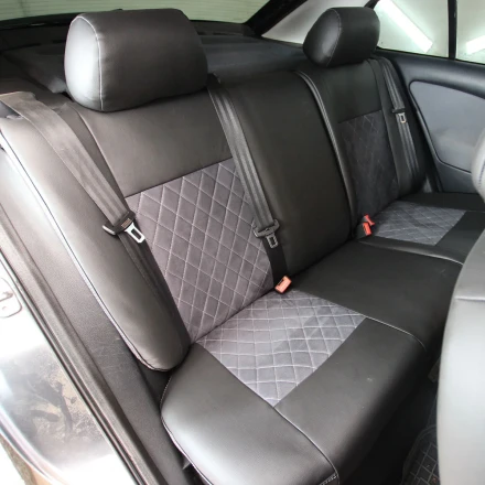 Чехлы на Skoda Octavia Tour из экокожи и антары Eco Prestige чорно-серые