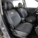 Чехлы на KIA Sportage II из экокожи и антары Vip Elite серо-черные