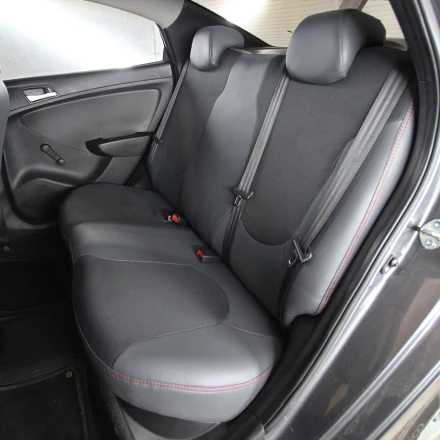 Чехлы на  Hyundai Accent IV (Хюндай Акцент 4) из экокожи и ткани ECl
