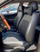 Чехлы на Skoda Octavia Tour из экокожи и ткани Vip Elite