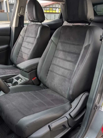 Чехлы на Nissan Rogue Sport (Ниссан Рог Спорт) из экокожи и антары ELA2020P