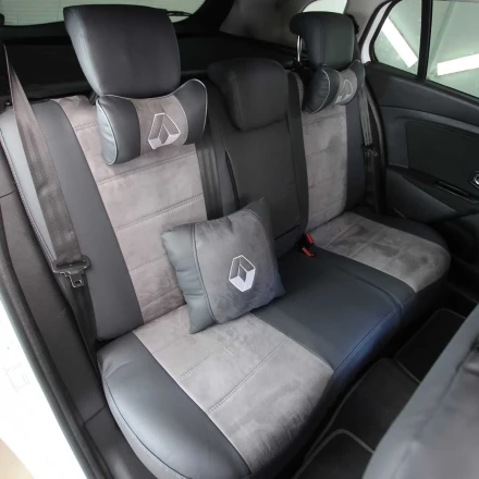 Чехлы на Renault Megane III из экокожи и антары Antara серо-светло-серые