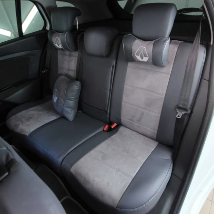 Чехлы на Renault Megane III из экокожи и антары Antara серо-светло-серые