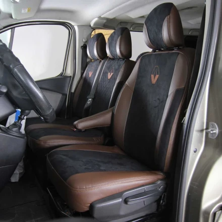 Чехлы на Renault Trafic 9 мест из экокожи и антары ELA2020P