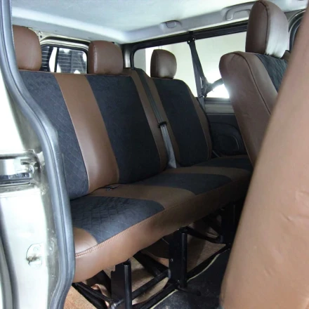 Чехлы на Renault Trafic 9 мест из экокожи и антары ELA2020P