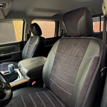Чехлы на Dodge RAM 1500 IV (Додж Рам 1500 4) из экокожи и антары ELA2020P