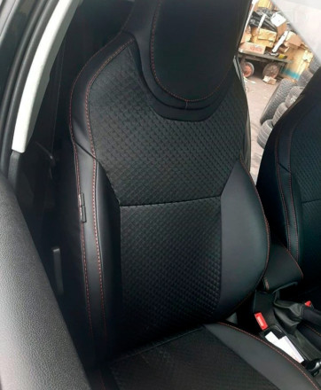 Чехлы на Skoda Octavia А7 (Шкода Октавиа А7 пилот) из экокожи и гобелена