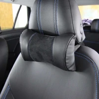 Подушка на подголовник экокожа + антара черная