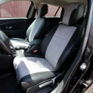 Чехлы на Renault Megane III из экокожи и антары Antara черно-серые