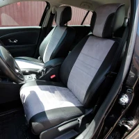 Чехлы на Renault Megane III из экокожи и антары Antara черно-серые