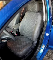 Чехлы на Hyundai Elantra VI (Хюндай Елантра 6) из экокожи черной AM Rubin-Q