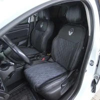 Чехлы на Renault Megane IV из экокожи и антары VPA черно-серые