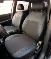 Чехлы на Volvo FH 1+1 из экокожи и ткани Vip Elite Чехлы на Volvo FH 1+1 из экокожи и ткани Vip Elite