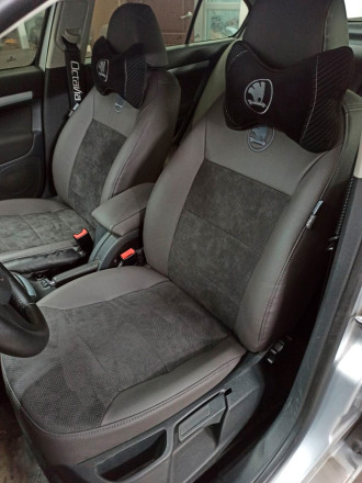 Чехлы на Skoda Octavia A7 (Шкода Октавия А7) из экокожи и алькантары