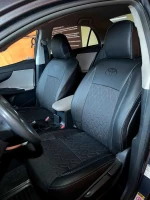 Чехлы на Toyota Corolla E140/E150 (Тойота Королла Е140/Е150) из экокожи и ткани с тиснением Comfort Plus 3