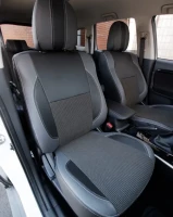 Чехлы на Volvo FH500 1+1 из экокожи и ткани Vip Elite Чехлы на Volvo FH500 1+1 из экокожи и ткани Vip Elite