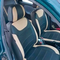Чехлы на Daewoo Lanos из экокожи и гобелена з горизонтальною прострочкою