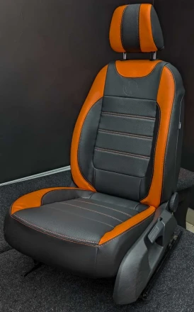 Чехлы на Volkswagen Golf V (Фольксваген Гольф 5) из экокожи и цветными вставками Comfort Plus 2