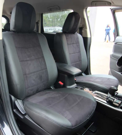 Чехлы на Mitsubishi Outlander III из экокожи и антары Antara