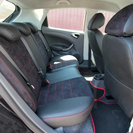Чехлы на Seat Ibiza IV (Сеат Ибиза) из экокожи и антары ELA2020P