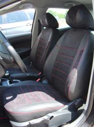 Чехлы на Seat Ibiza IV (Сеат Ибиза) из экокожи и антары ELA2020P