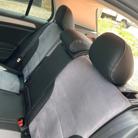 Чехлы на Volkswagen Golf 7 (E-Golf) из экокожи и антары черно-серые