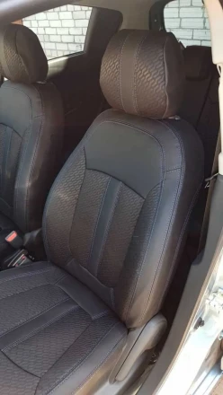 Чехлы на Chevrolet Spark M300 (Шевроле Спарк) из экокожи и ткани Comfort Plus 3