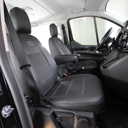 Чехлы на Ford Tourneo Custom I LWB 1+1 из экокожи и ткани ECl