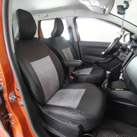 Чехлы на Renault Duster II из экокожи и ткани VE2020