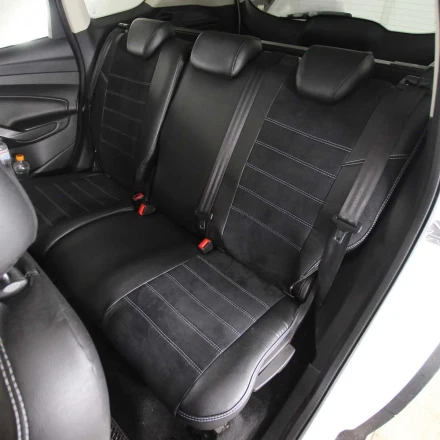 Чехлы на Ford Kuga II (Форд Куга 2) из экокожи и польской алькантары ELA2020P черные