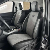 Чехлы на Ford Kuga II (Форд Куга 2) из экокожи и польской алькантары ELA2020P черно-серые