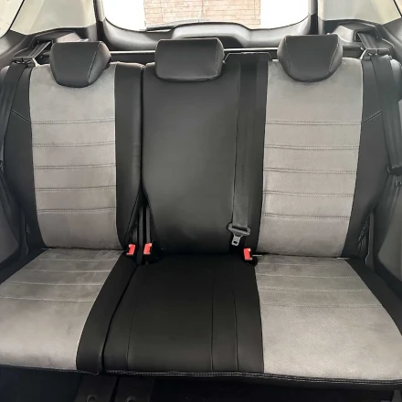 Чехлы на Ford Kuga II (Форд Куга 2) из экокожи и польской алькантары ELA2020P черно-серые