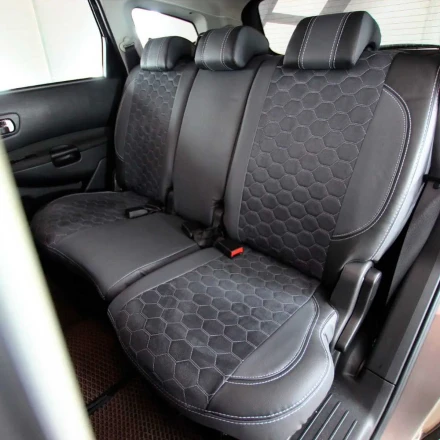 Чехлы на Nissan Qashqai+2 J10 (Ниссан Кашкай +2) из экокожи и антары VE