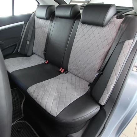 Чехлы на Skoda Octavia A5 из экокожи и антары ELA2020 (R) черно-серые