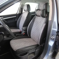 Чехлы на Skoda Octavia A5 из экокожи и антары ELA2020 (R) черно-серые