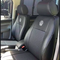 Чехлы на Volkswagen Caddy из экокожи и гобелена с тиснением